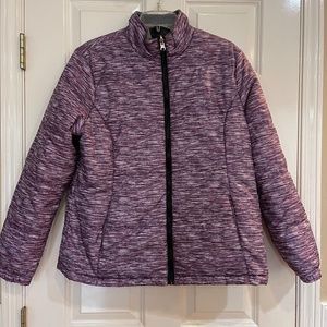 Women’s Free Country Coat Purple Black Heathered Puffer Lightweight Large